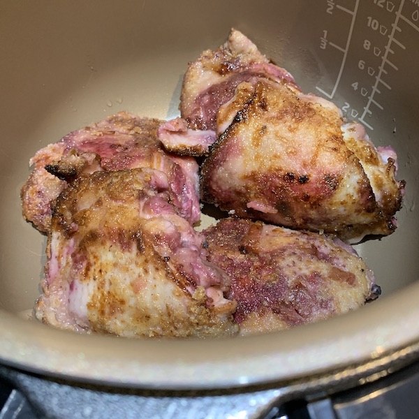 Brown the chicken in the instant pot