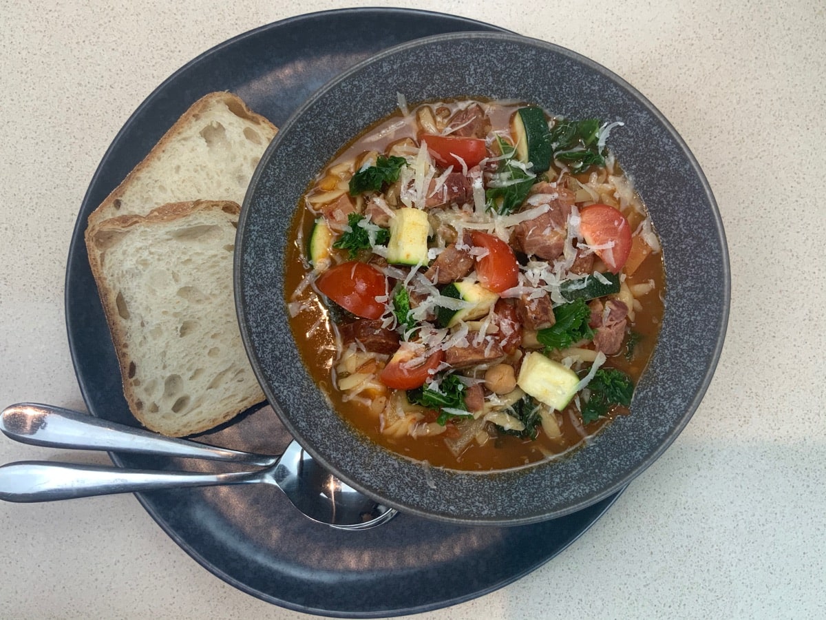 Chorizo Ham Kale Minestrone Winter Soup instant pot