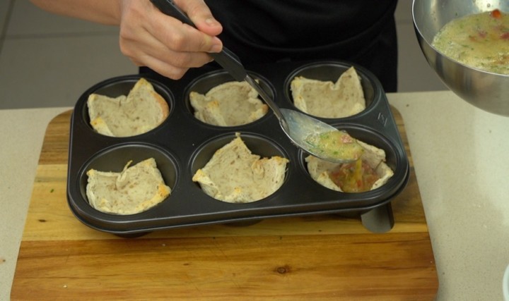 pour the mix into the muffin tin