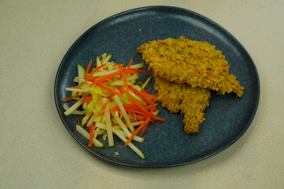 How do you turn a chicken breast into a schnitzel?