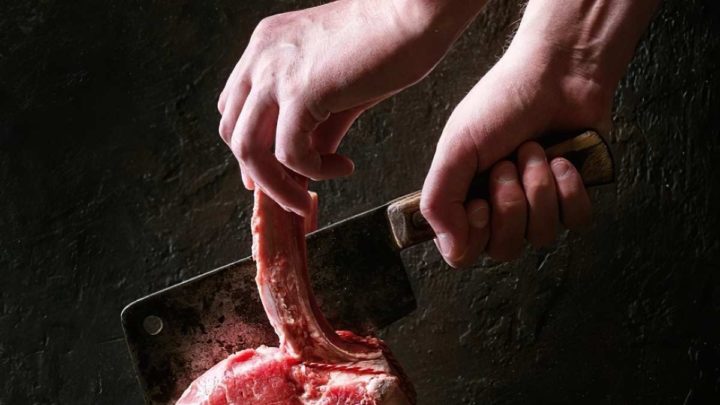 Cleaver Cutting Steak