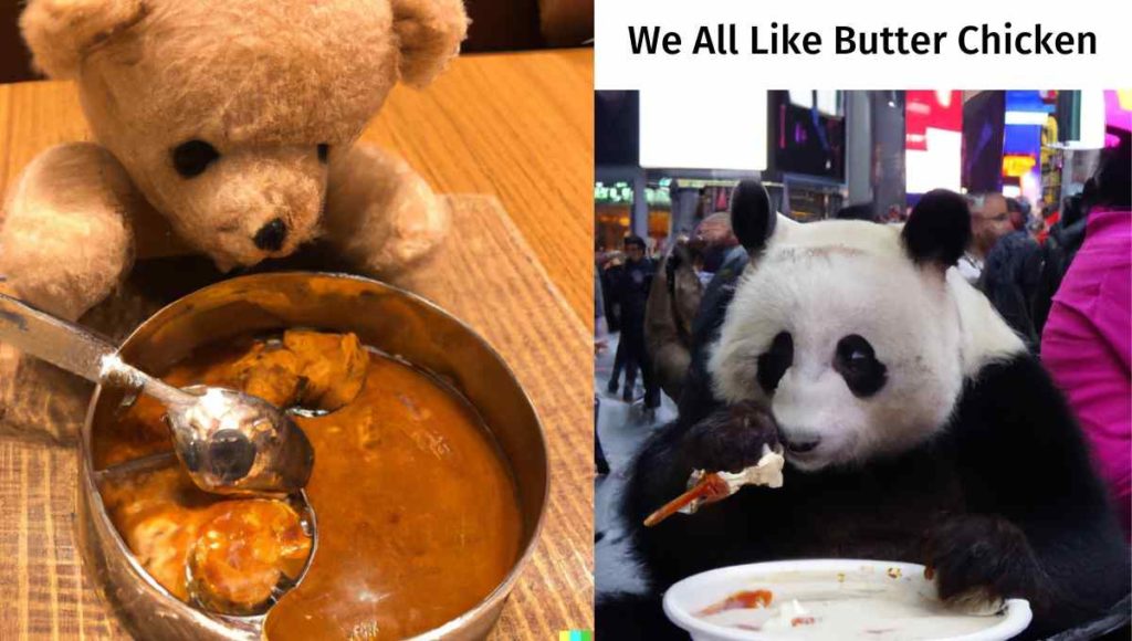 Panda Bear Eating Butter Chicken In Times Square