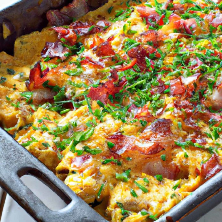 Christmas Colored Sheet Pan Bacon And Eggs For A Crowd