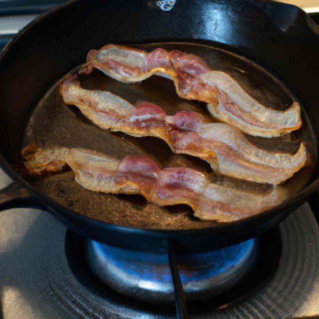 Use Gas On Medium Heat Setting To  Re-Cook Left Over Bacon On a Skillet or Pan