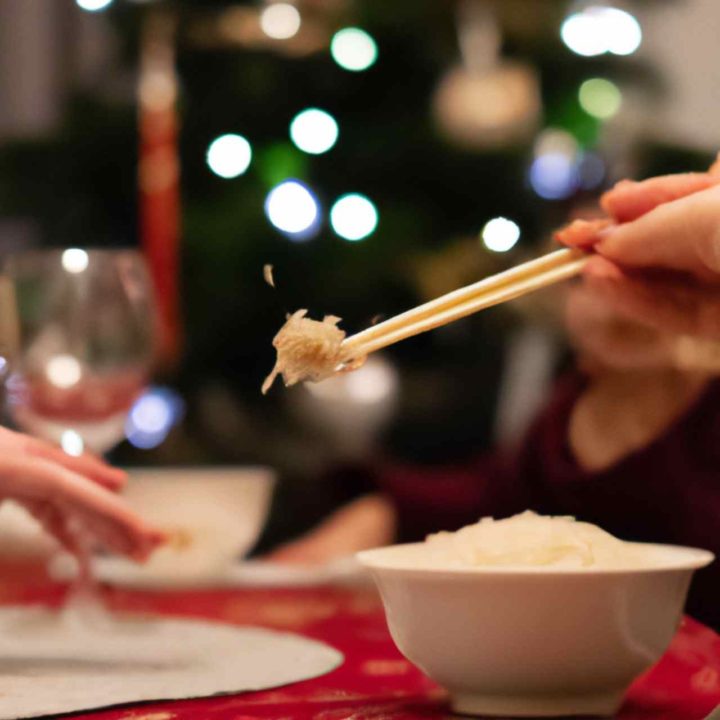 Eating Rice With Chopsticks In The Holiday Season