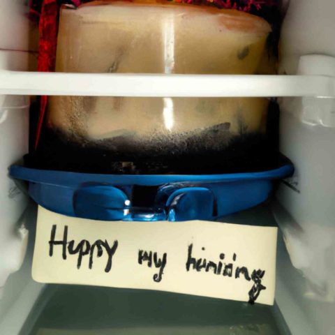 A holiday Cake Stored In the Fridge in an Air Tight Container