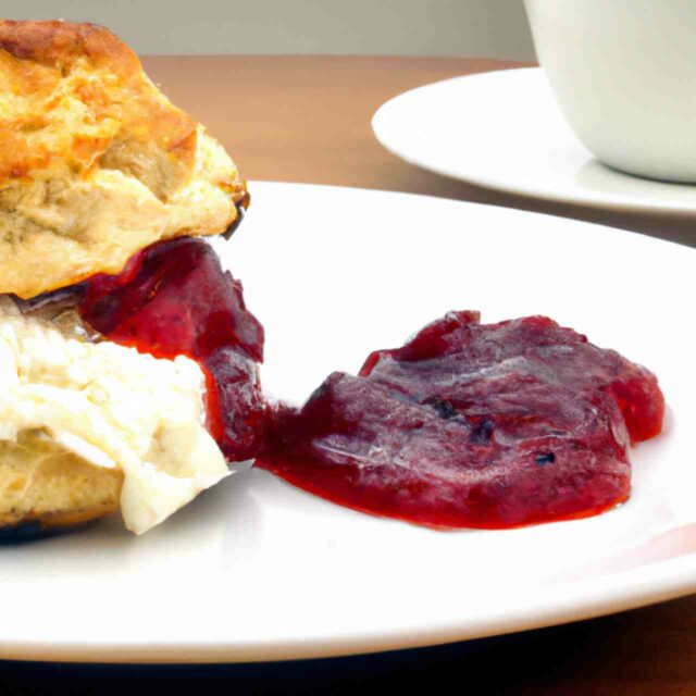 Clotted Cream and Strawberry Jam on a Biscuit!