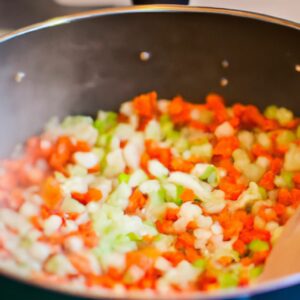 Cooking in a Pan Diced Vegetables For Tomato Spaghetti Sauce