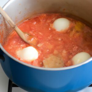 Slowly Simmering Tomato Sauce Base For Spaghetti